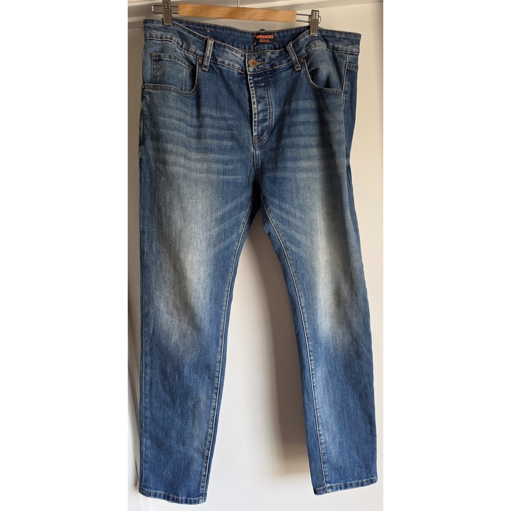 Warren Webber Mens Straight Jeans 38x29 Blue Solid Casual Denim Pants Trousers